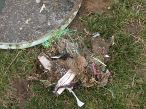 Trash in septic system, poor maintenance, Bio-Gard